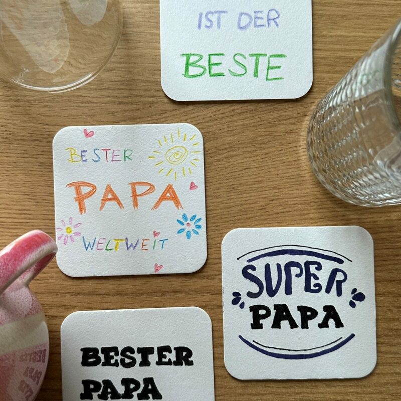 Selbstgemachte Bierdeckel kreativ